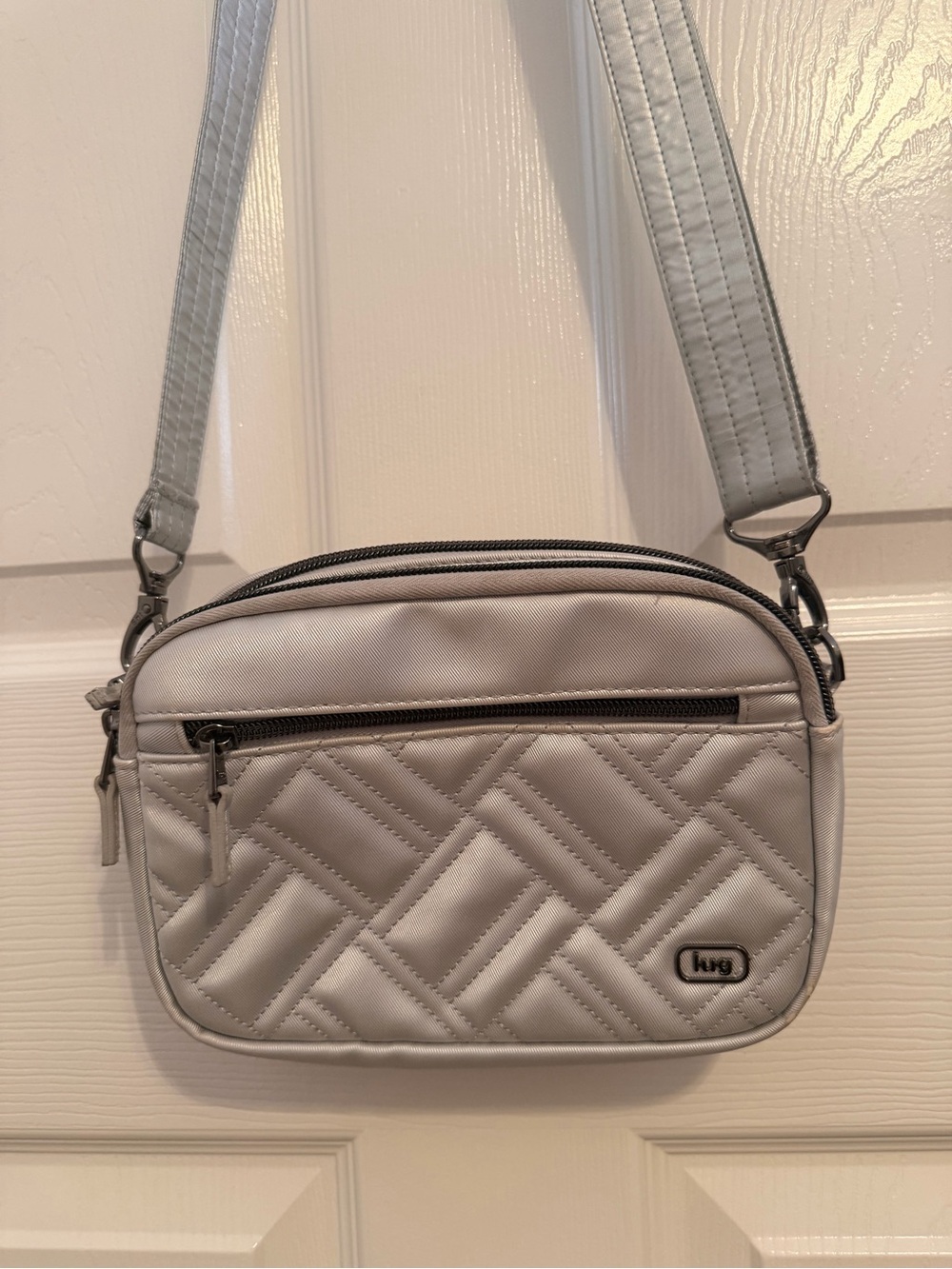 lug Light Gray/Silver Quilted Crossbody Bag